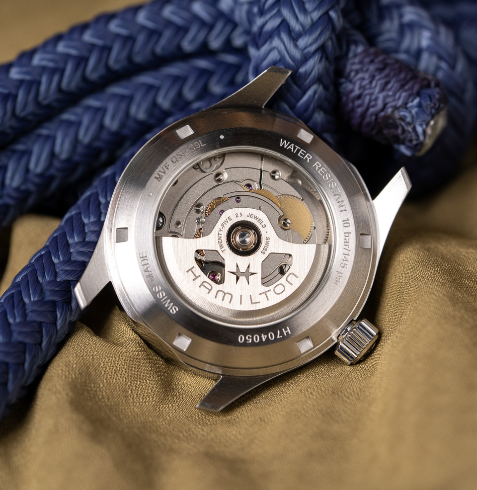 Khaki Field Murph 38mm Blue Open Case Back