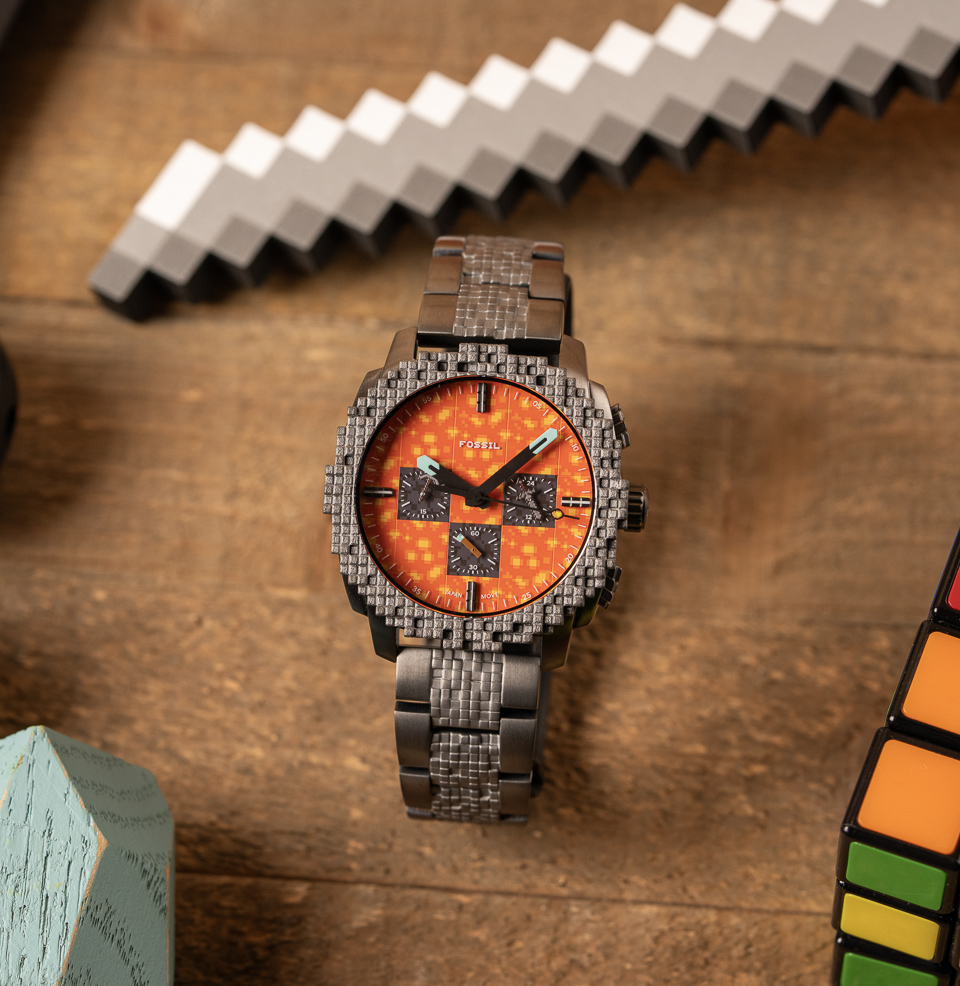 Minecraft x Fossil Limited-Edition Chronograph Watch Minecraft-Inspired Dimensions
