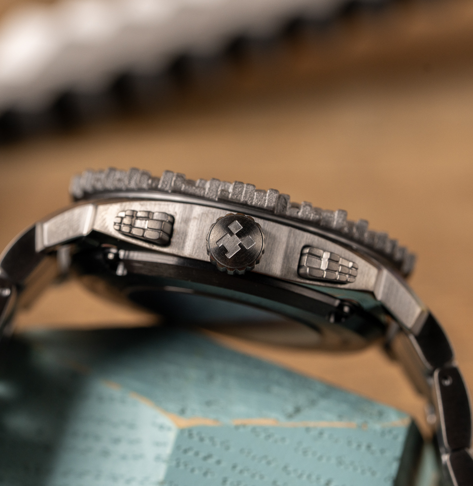 Minecraft x Fossil Limited-Edition Chronograph Watch Textured Pushers