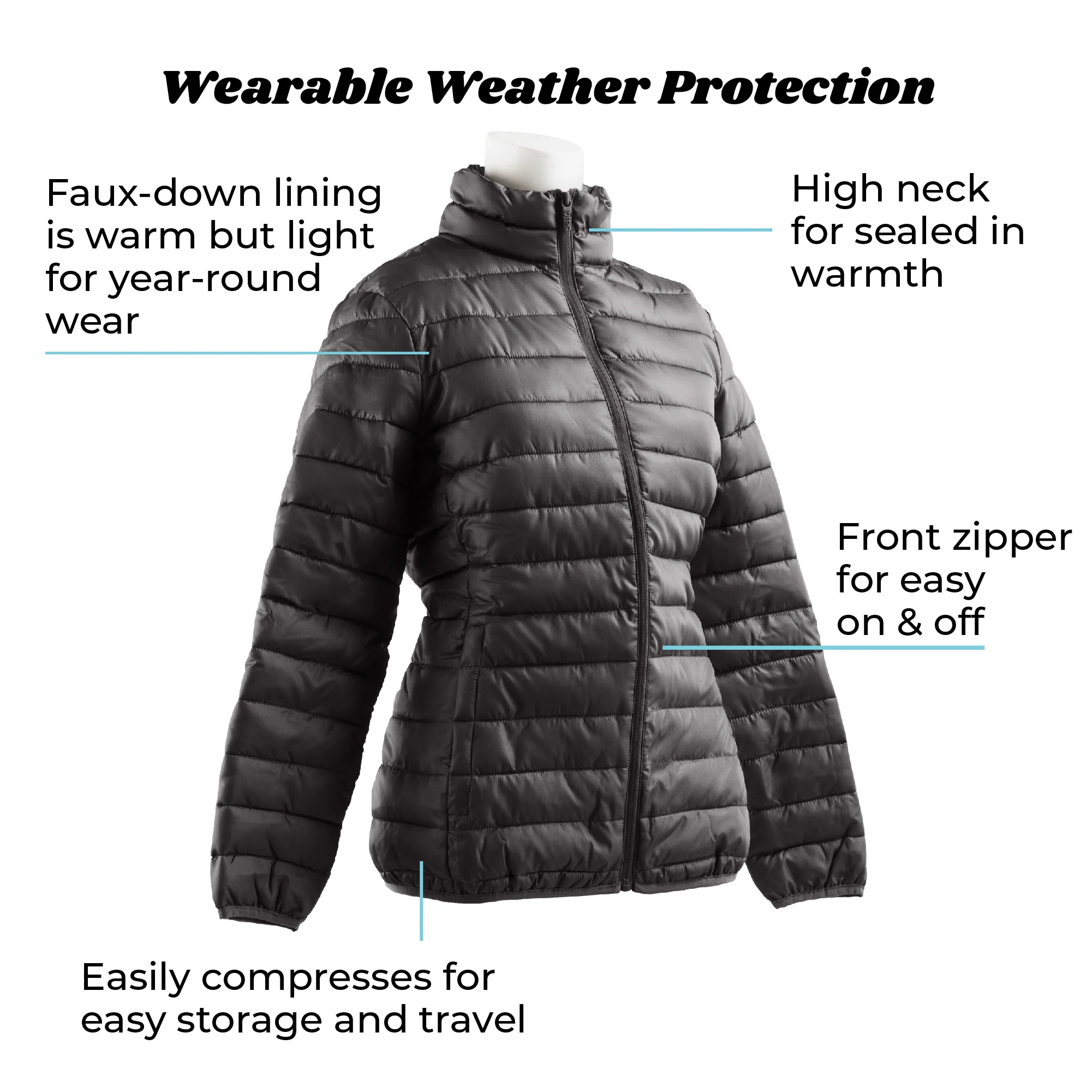 Women’s Packable Puffer Jacket - down-filled insulated jacket – Totes ...