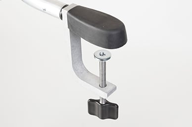 ultra strong, solid aluminium c-shaped clamps to confidently hold up to 17kg / 37lbs 