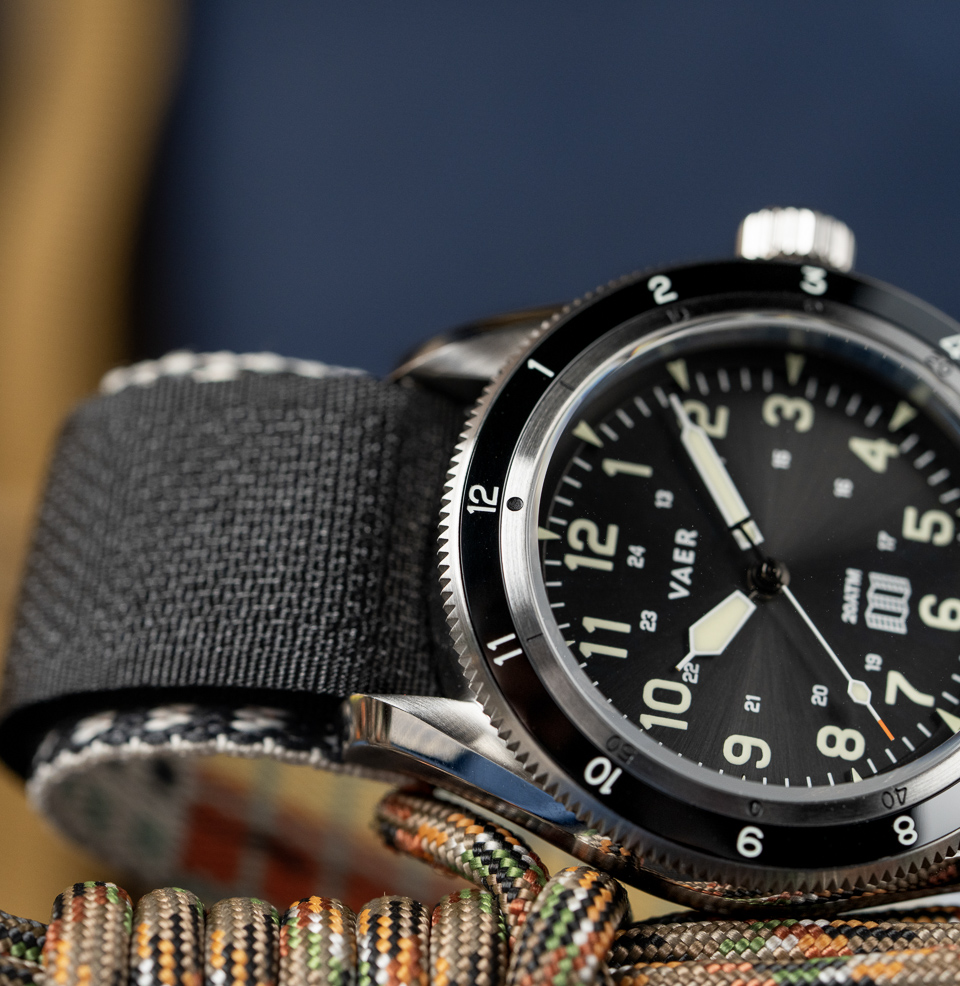 Vaer x Topo Designs x Worn & Wound Solar Hiker V2 Black Sunray Dial