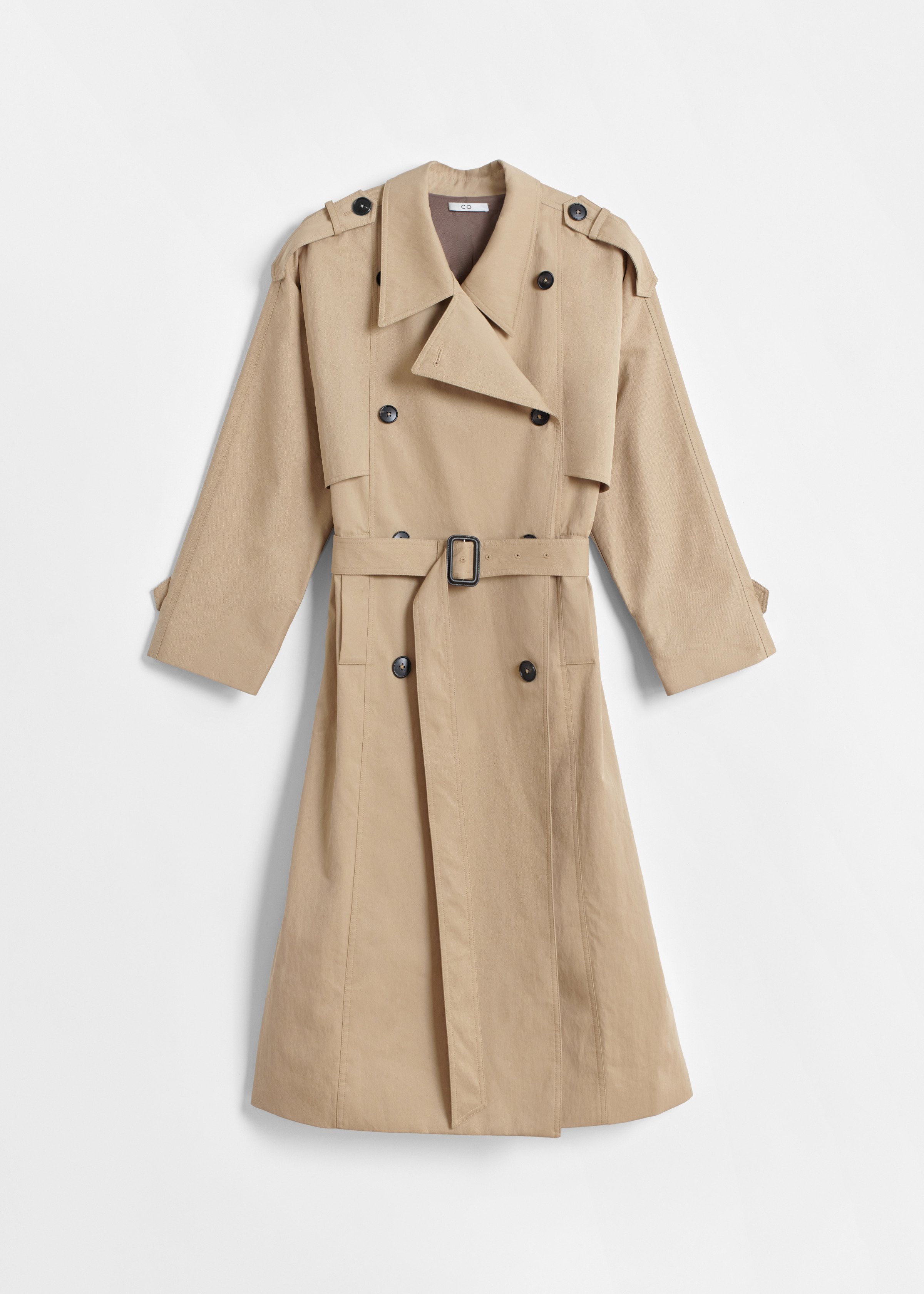 CO - Long Trench Coat in Cotton Twill - Beige
