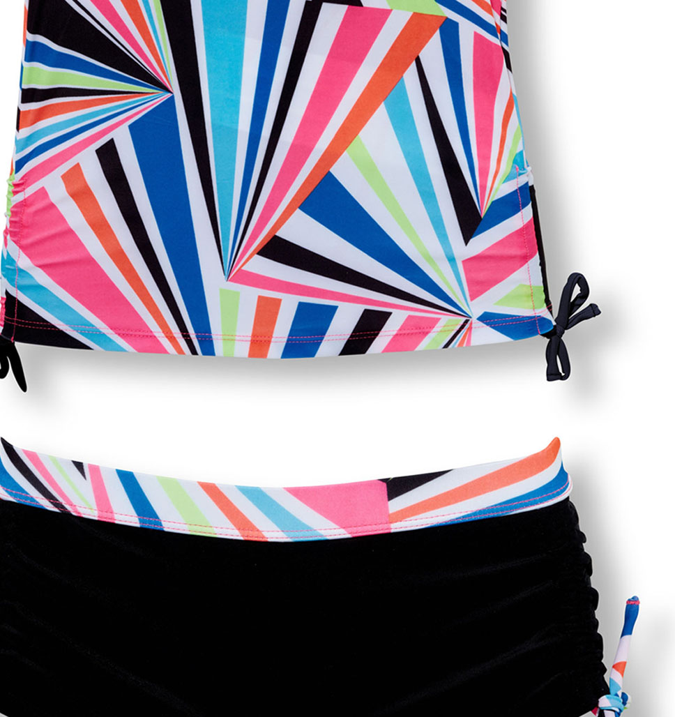 Girls' Rainbow Tie Signature Halter Tankini with Boy Shorts