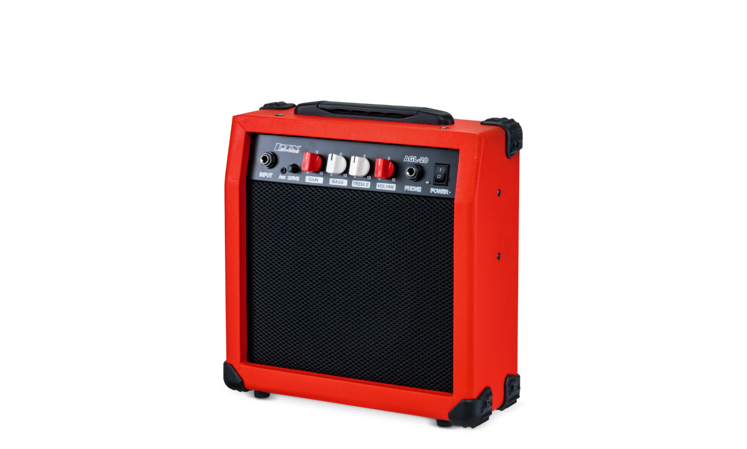 red 20-watt electric guitar amplifier 
