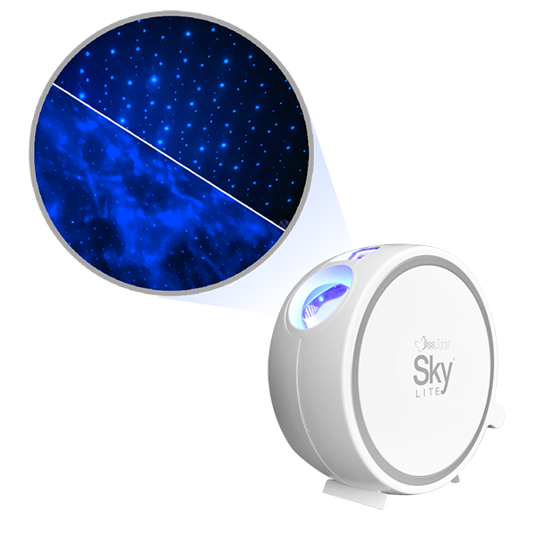 sky lite laser galaxy projector with blue stars white housing