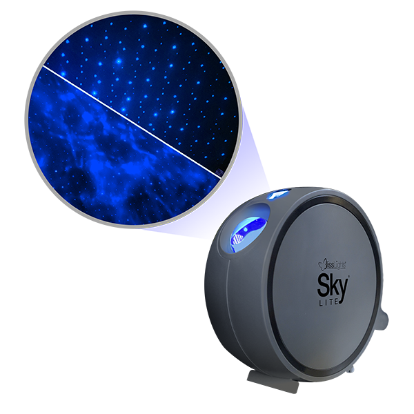 sky lite laser galaxy projector with blue stars gray housing