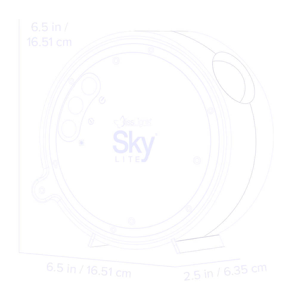 technical drawing of sky lite projector with dimensions