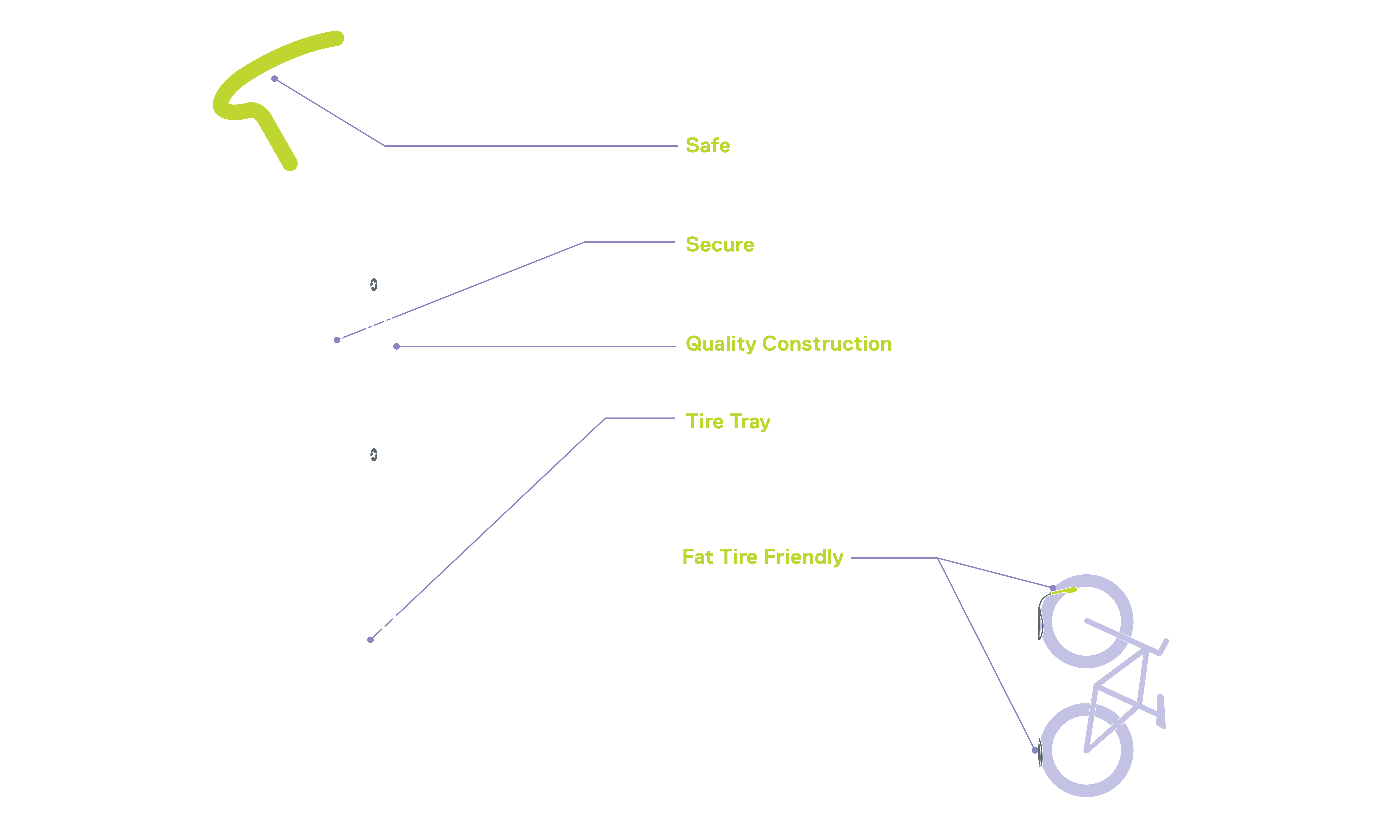 Fat Tire Single Bike Wall Mount Hook diagram 