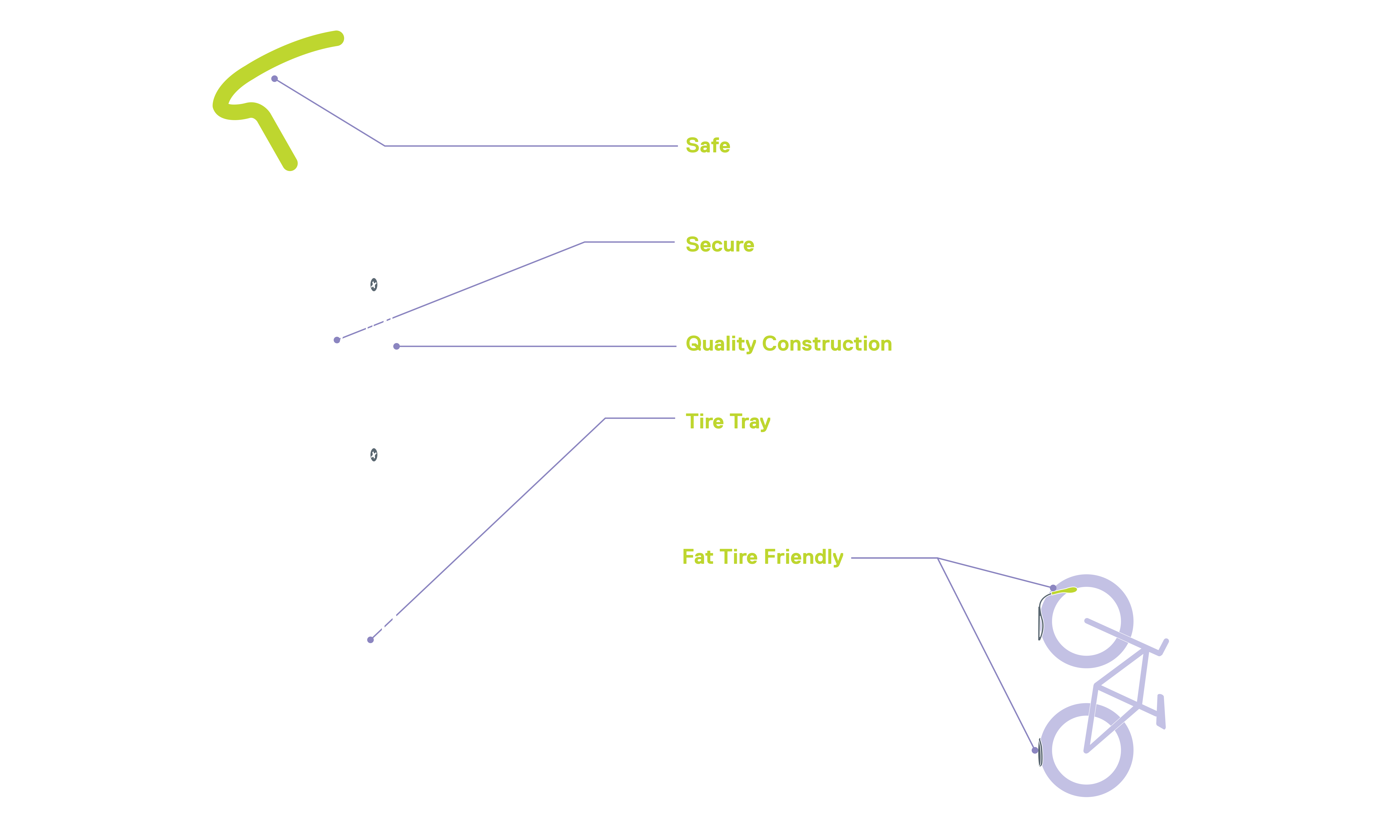 Fat Tire Single Bike Wall Mount Hook diagram