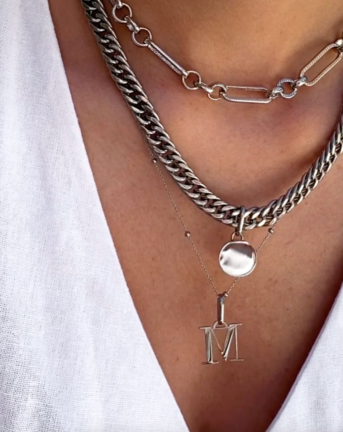 【Abbott Lyon】Foil Letter Double Sphere Chain Necklace(2色) Sphere Chain Necklace (Silver)