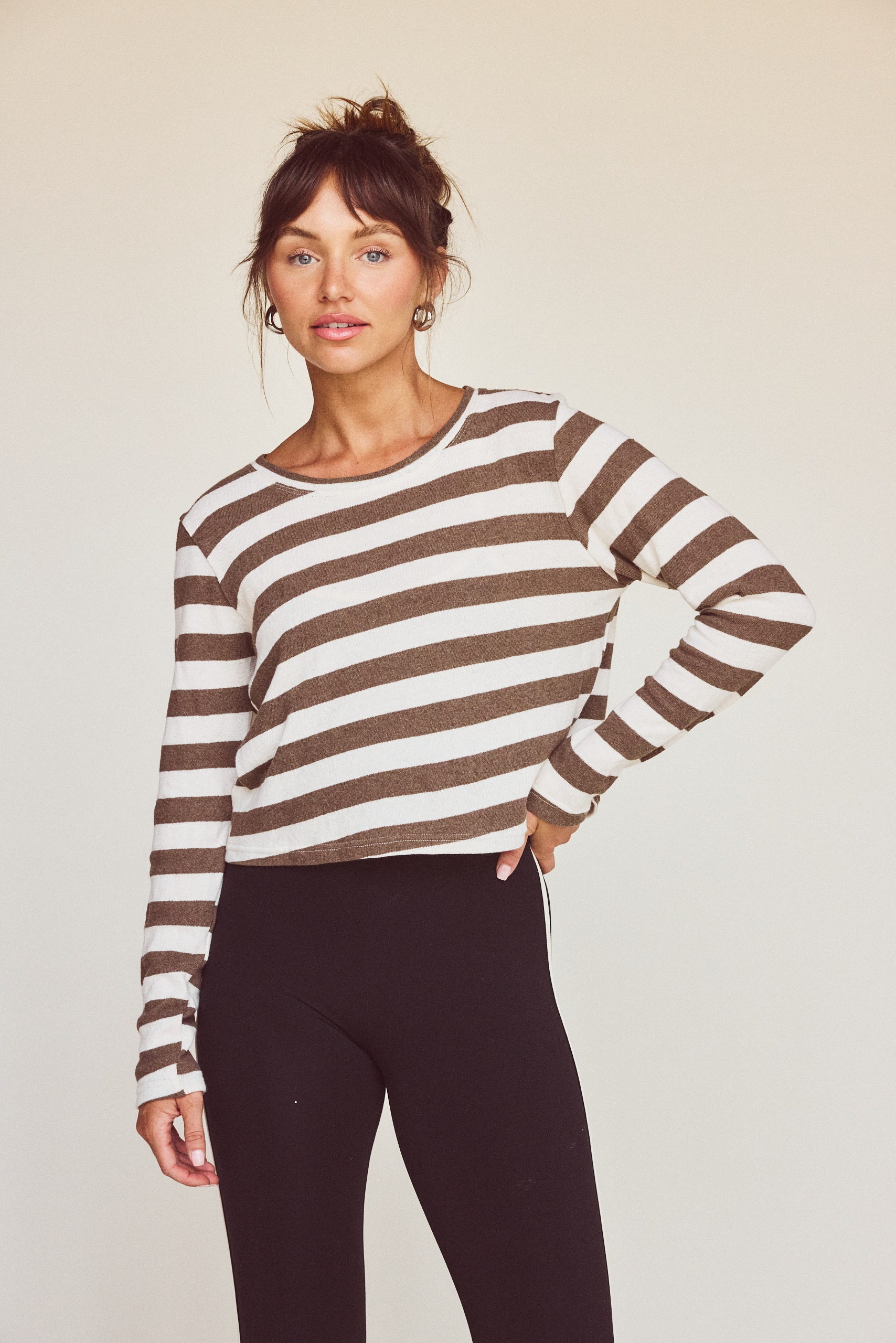 Strut This Womens Oslo Long Sleeve in Coco Stripe