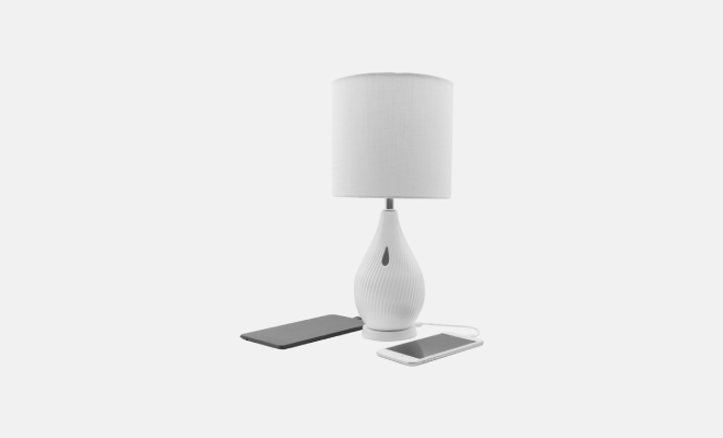 Ceramic Led Table Lamp With 2 Port Usb, White Lamps For Nightstands