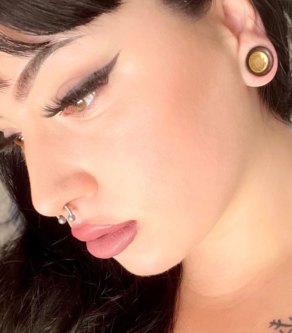 Crystal Moon Plug / Gauge - Gold Inlay Ebony Wood | Convex Double Flare