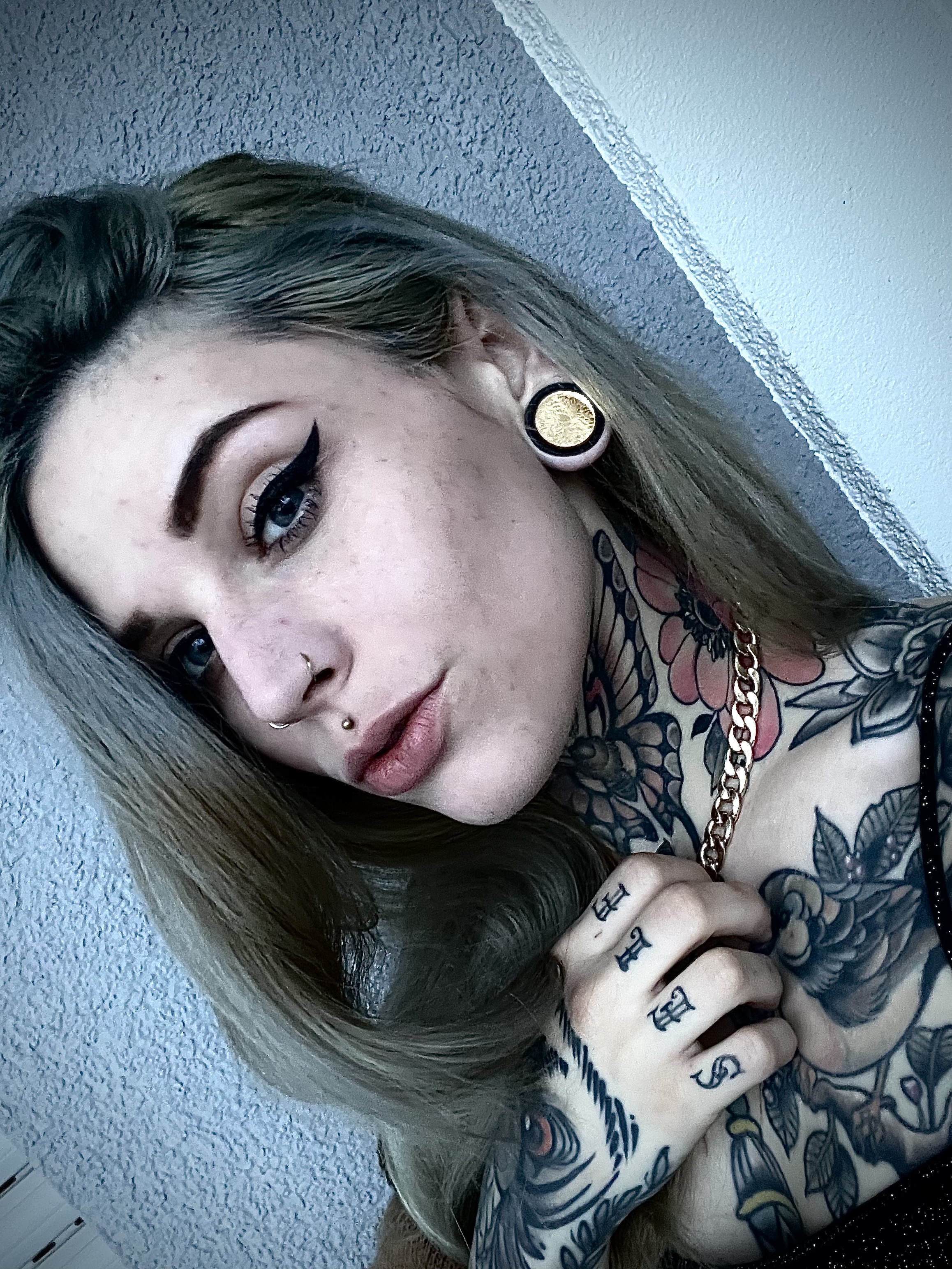  Peony Plug / Gauge - Gold Inlay Ebony Wood | Convex Double Flare
