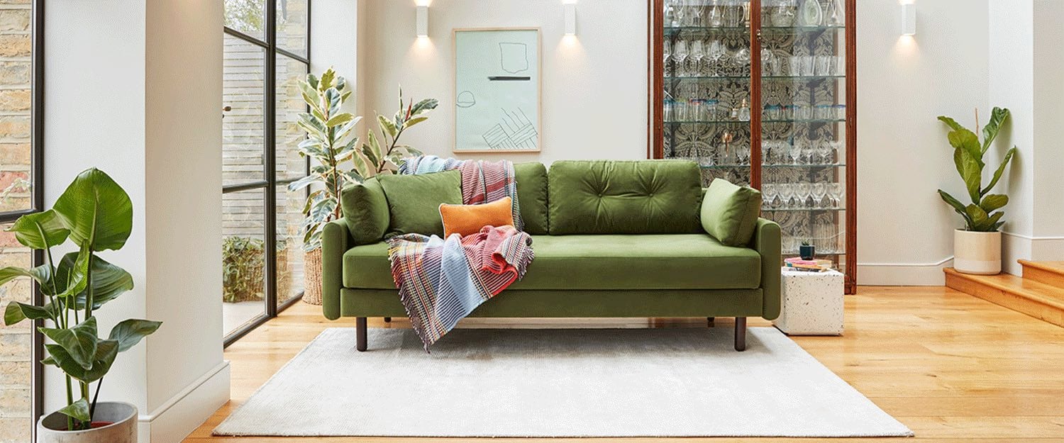 sofa bed green velvet
