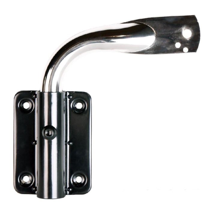 Close-up of wall bracket and swivel arm.