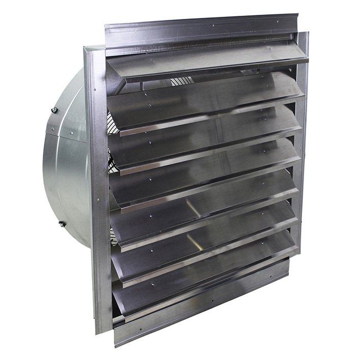 Front view of the IF24 exhaust fan with open shutter.