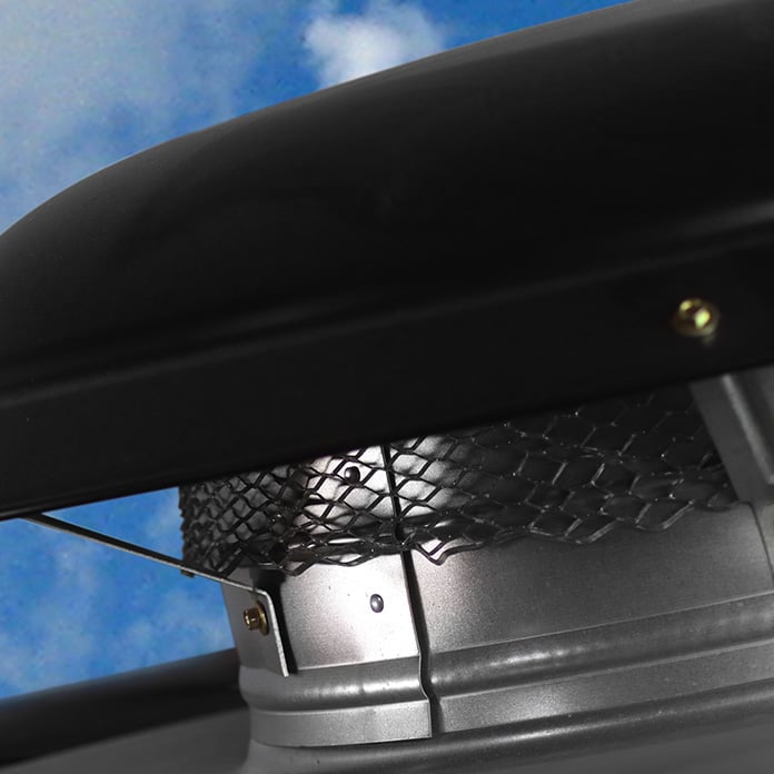 View of the bird screen on the power attic vent.