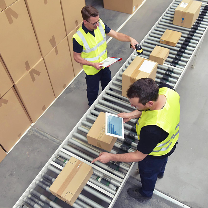 A 20 in. floor fan is powerful enough to cool stationary warehouse employees at a desk or standing at a shipping line.