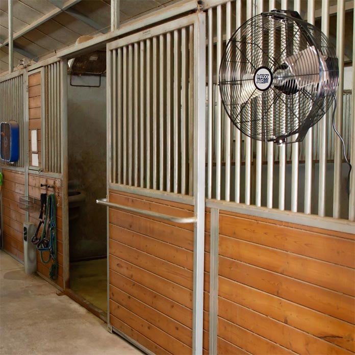 The 18 in. wall mount fan's totally enclosed motor stands up to dusty barns and arenas with ease.