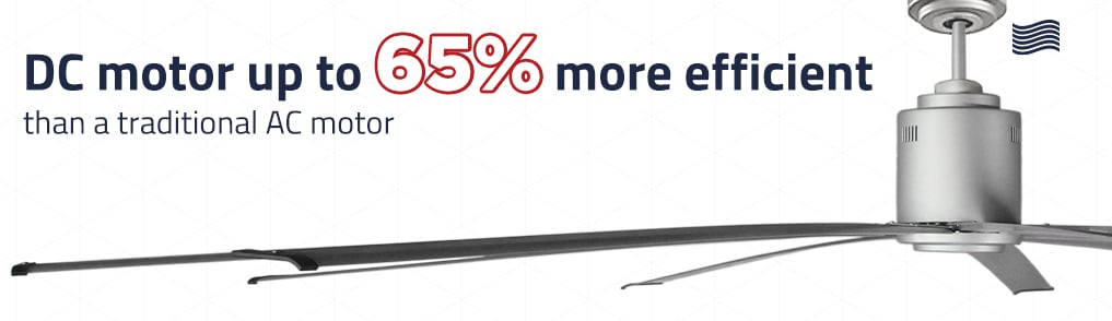 The ICF96 features an internal DC motor, which is up to 65% more energy efficient than a standard AC ceiling fan motor.