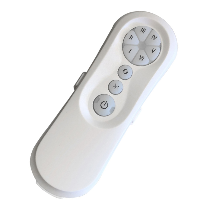 Detailed shot of the ICF remote showing the speed settings, on/off light function, and reverse button.