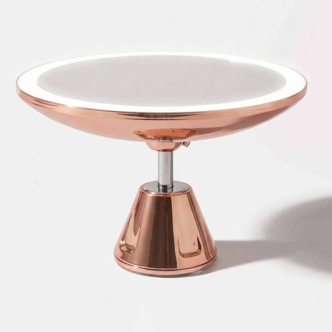 Woman using the lana 10x magnifying mirror to tweeze her eyebrows