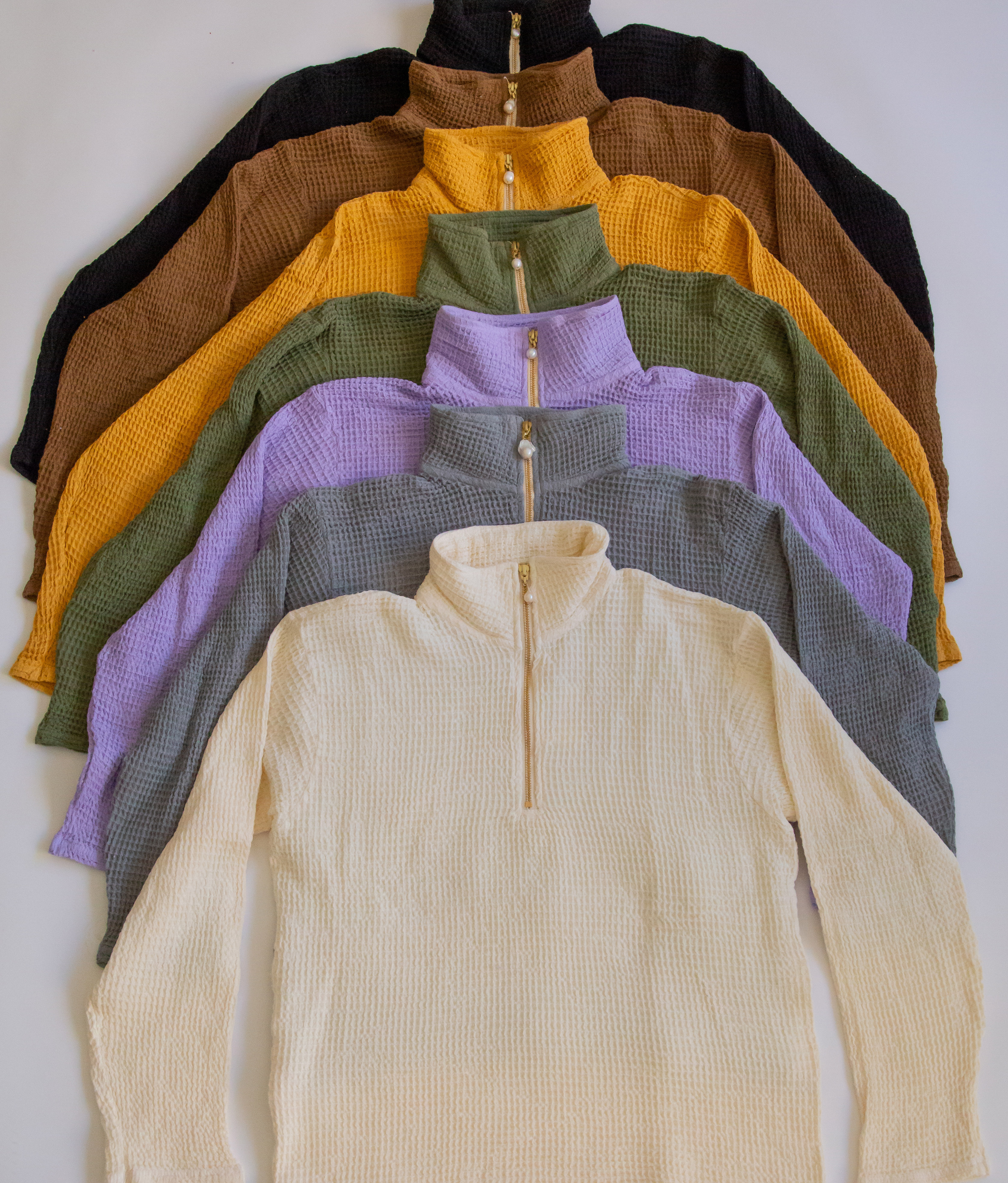 the waffle 1/2 zip pullover