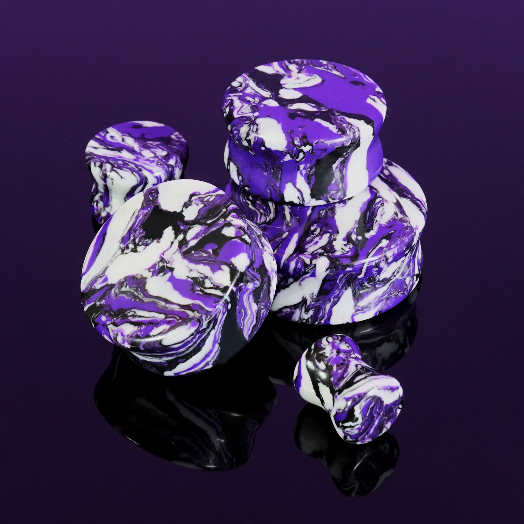 High quality  Marble White & Purple Stone Plug / Gauge