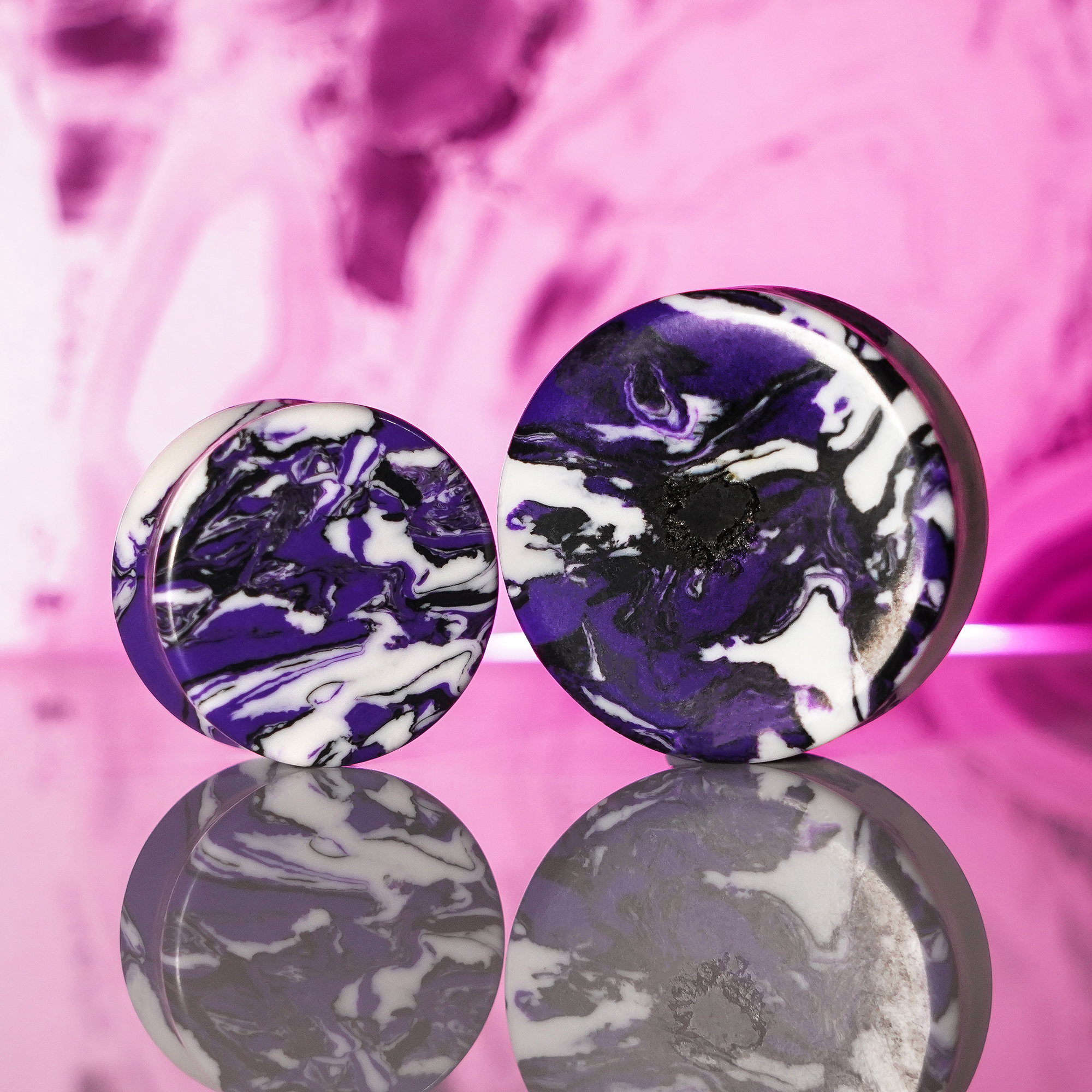 amazing  Marble White & Purple Stone Plug / Gauge