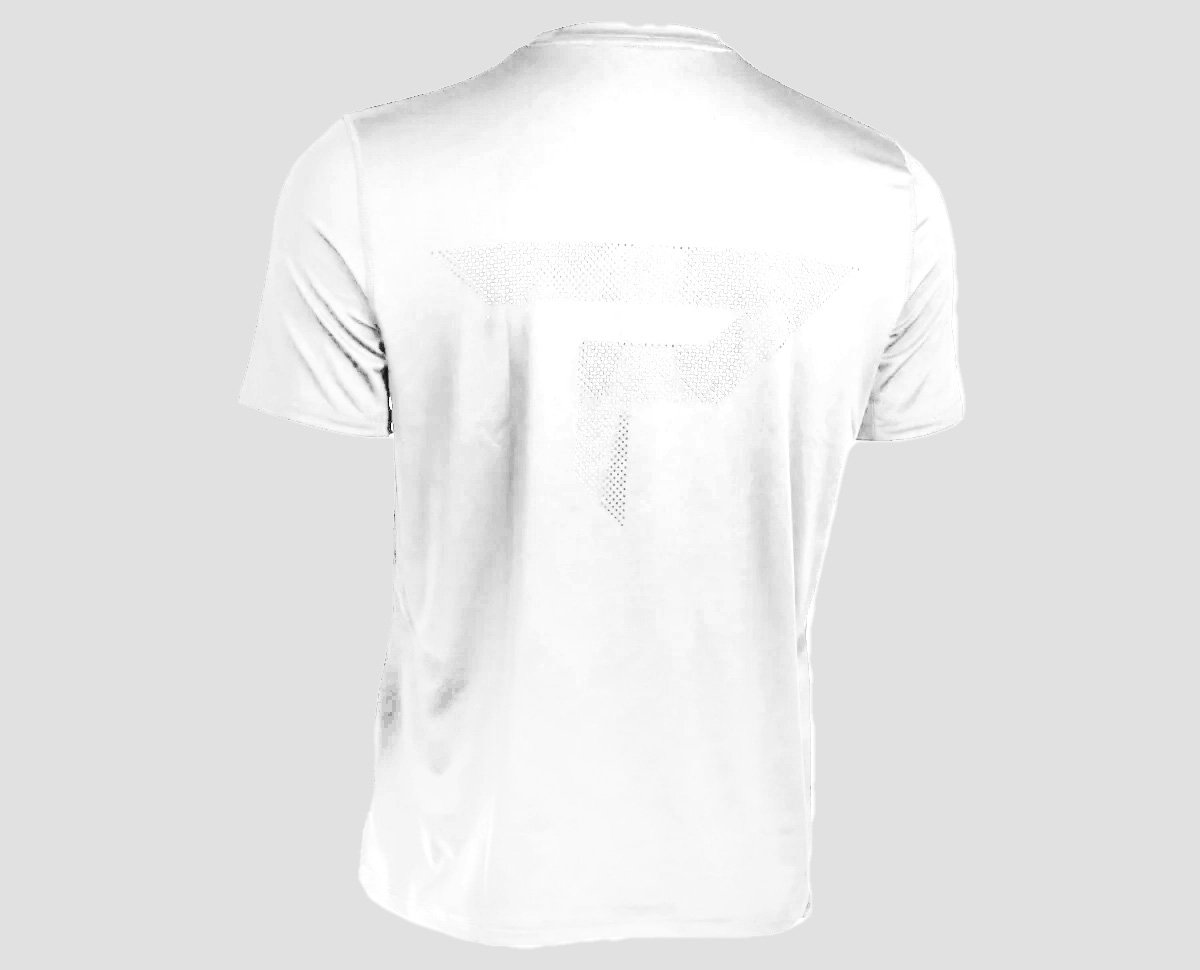 Back view of Men's performance short sleeve tee in white - extra large size
