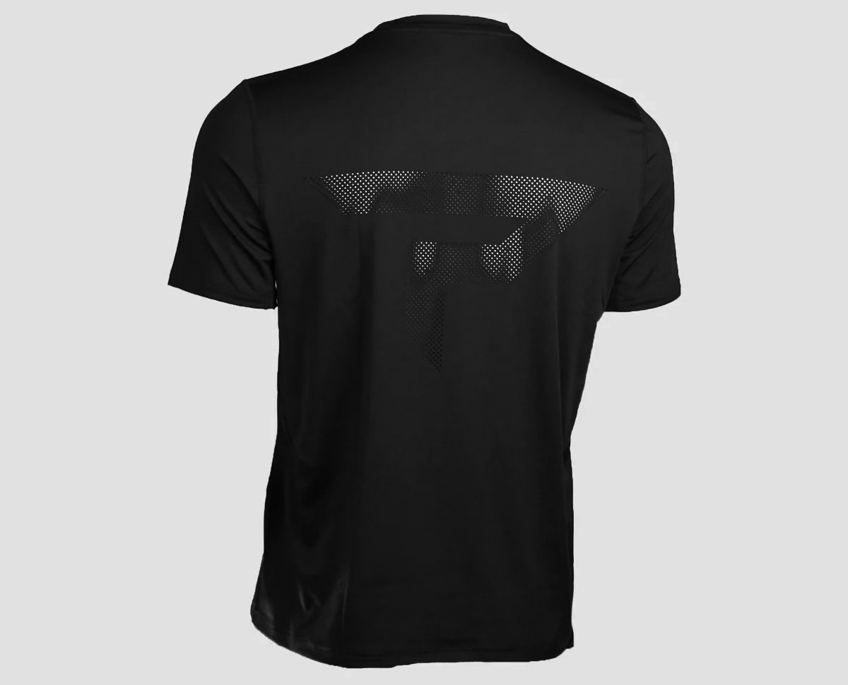Back view of Men's performance short sleeve tee in black - extra extra large size