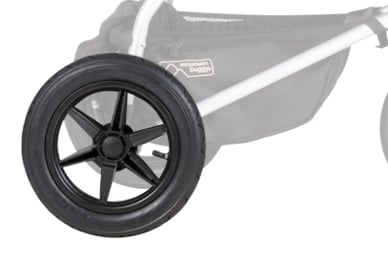 12” air filled tyres, for a true all terrain, 3-wheel performance