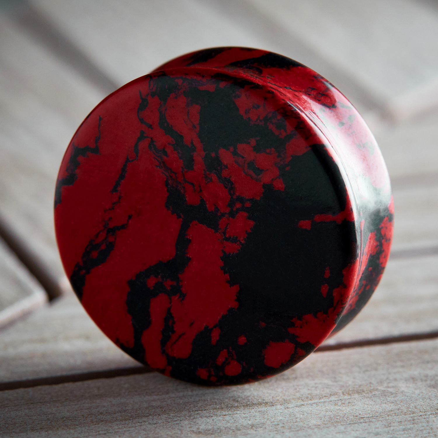 Unique  Marble Black & Red Stone Plug / Gauge