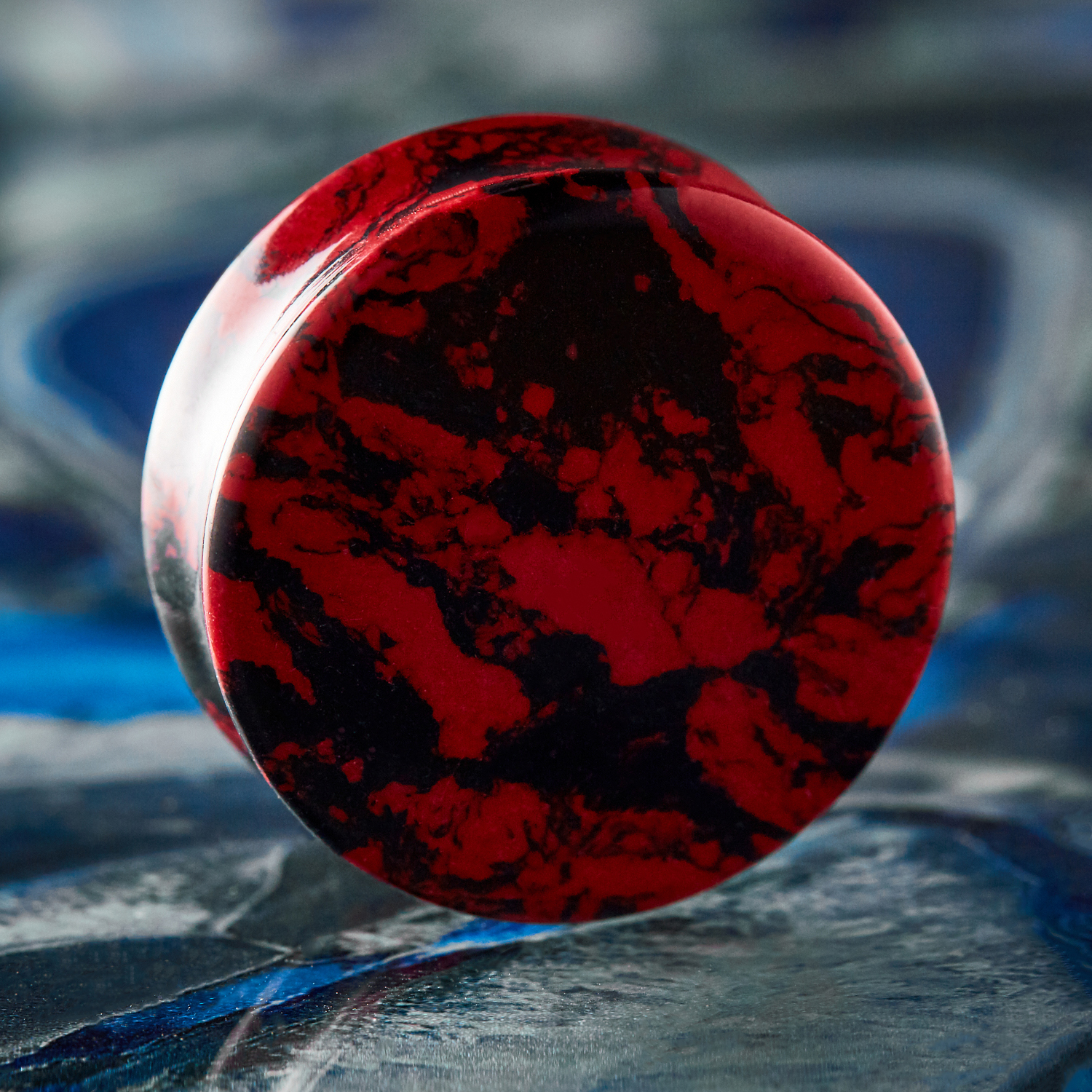 Nice  Marble Black & Red Stone Plug / Gauge