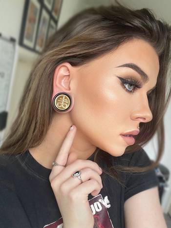 Crescent Moon Plug / Gauge - Gold Inlay Ebony Wood | Convex Double Flare