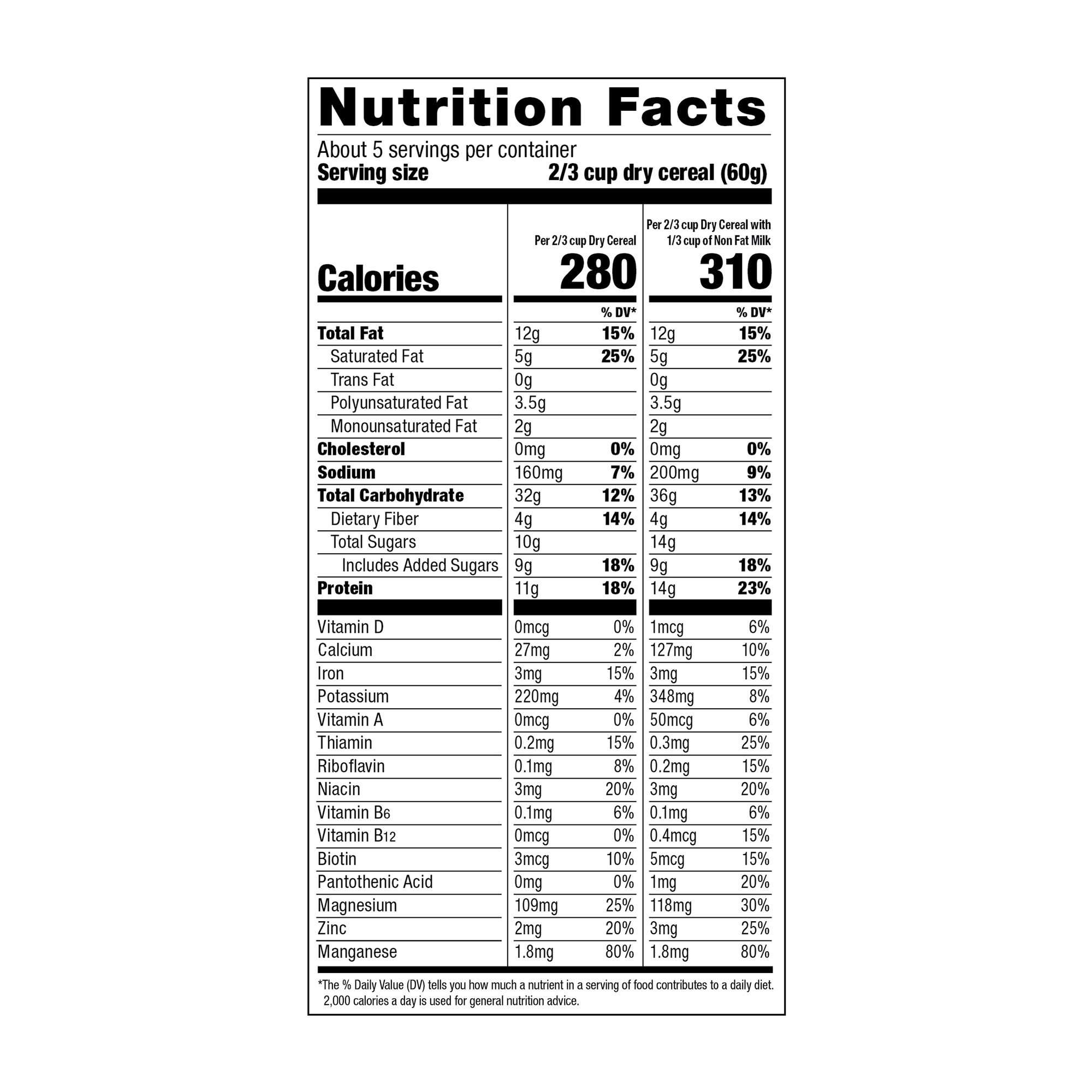 Hemp Yeah! Blueberry Granola, 3-pack Nutrition label