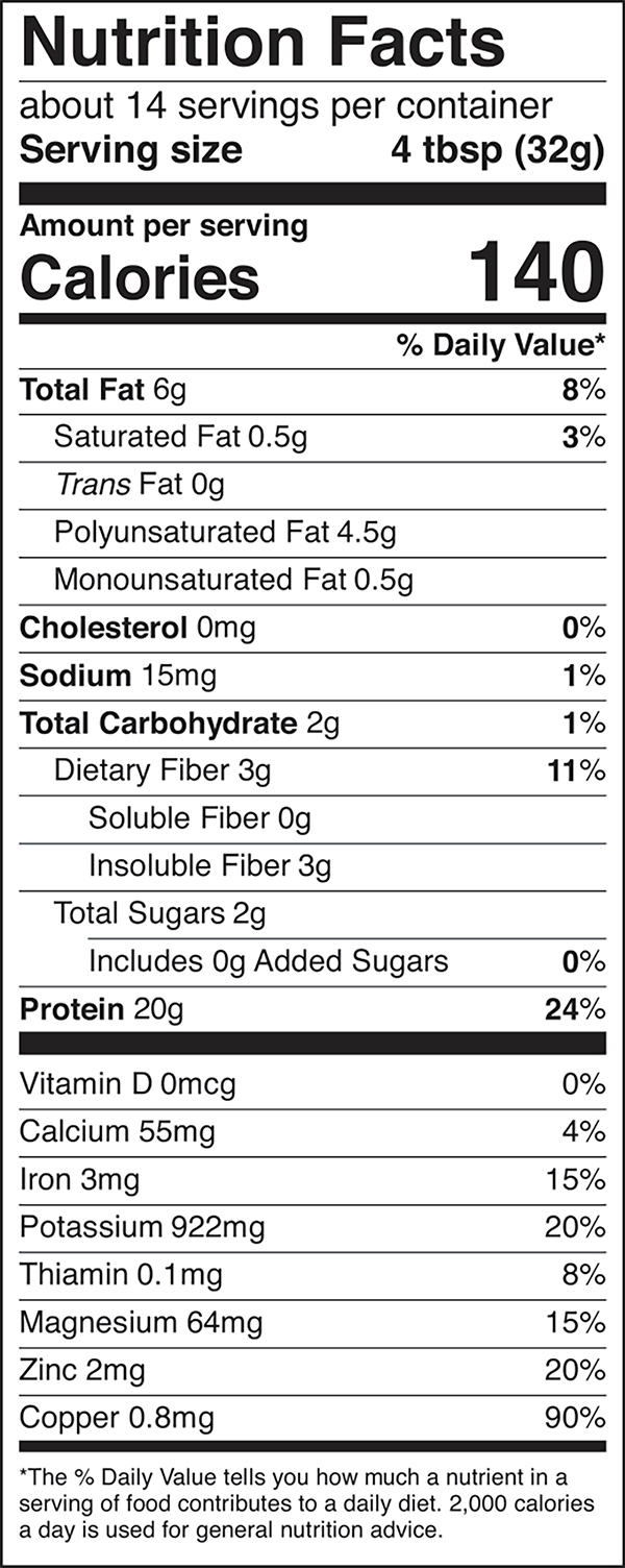 Hemp Yeah! Max Protein Unsweetened Nutrition label