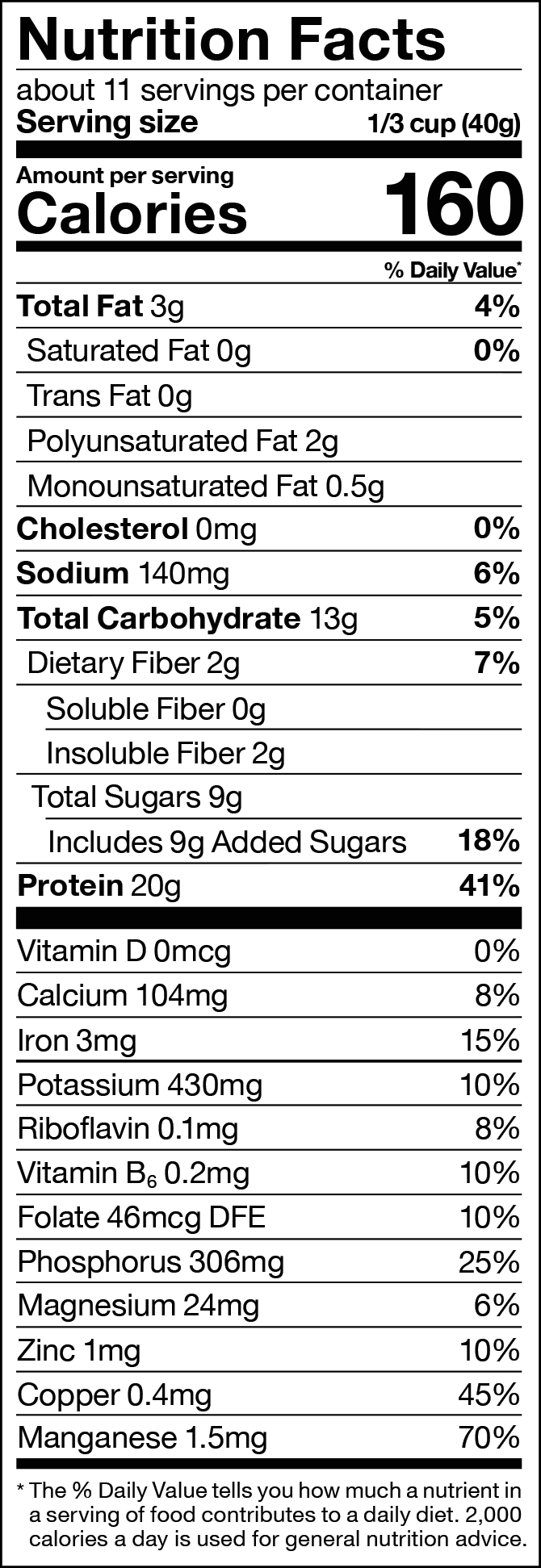 Complete Plant Protein Blend Vanilla Nutrition label