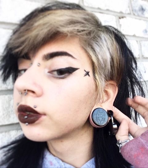  Kitsune Fox Mask Plug / Gauge - Schwarzes Glas | Doppelaufgeweitet mit flachem Gesicht