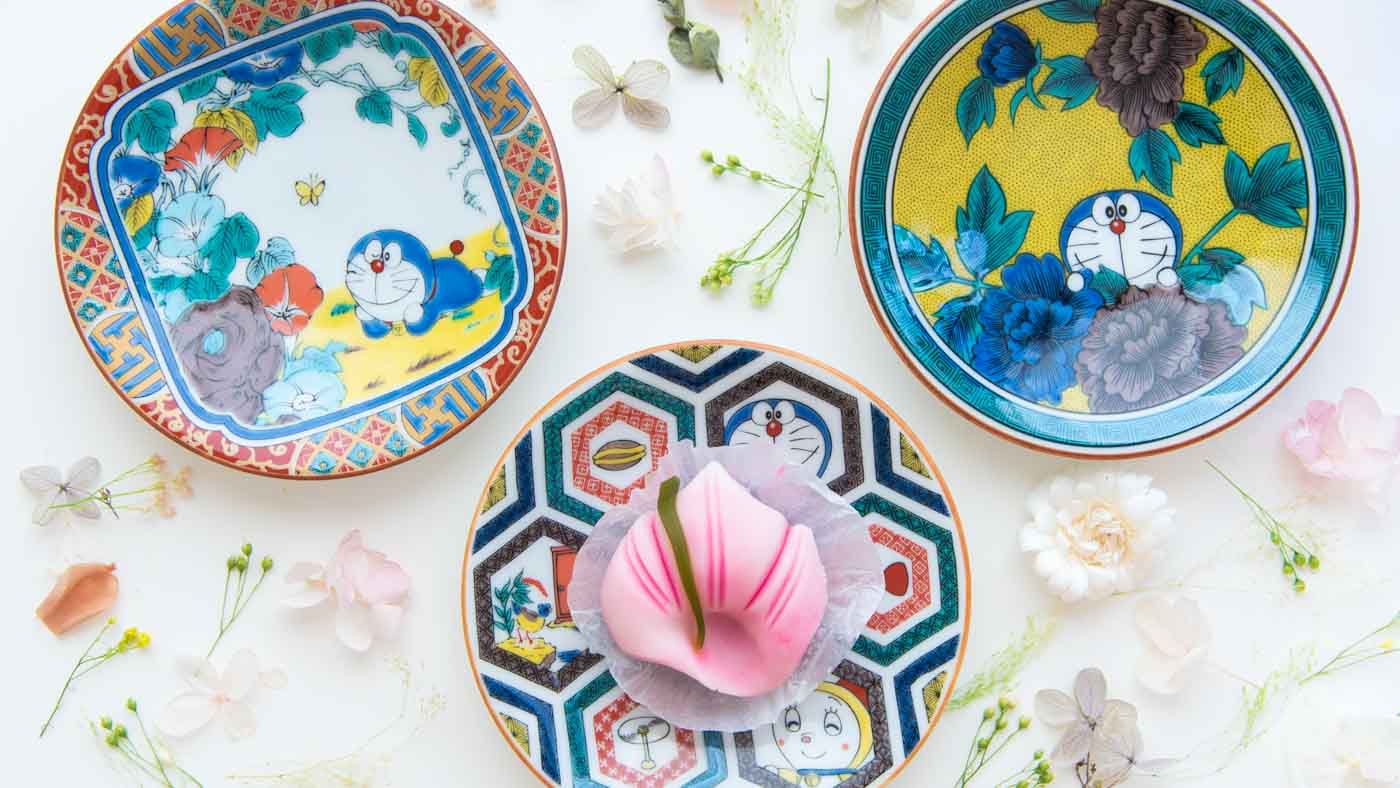 Doraemon Yoshidaya Kutani Sauce Plate JAPAN KUTANI SHOP