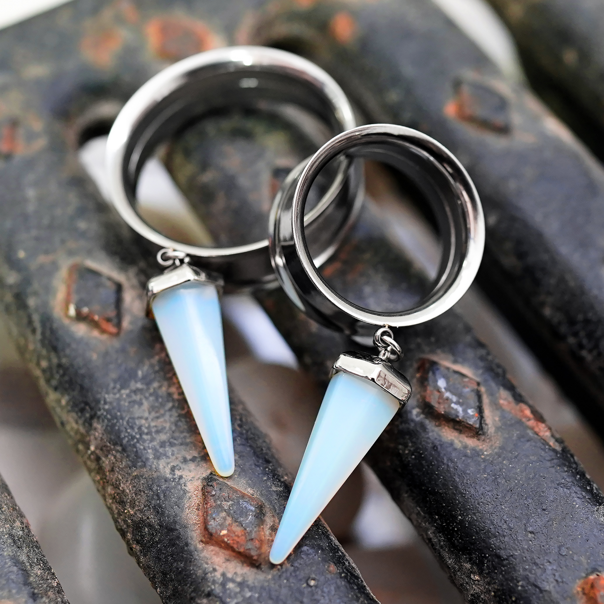  Opalite & Silver Dangle Plug