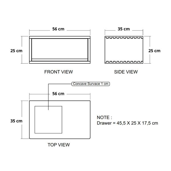Circa Floating Bedside - European Oak dimensions mobile