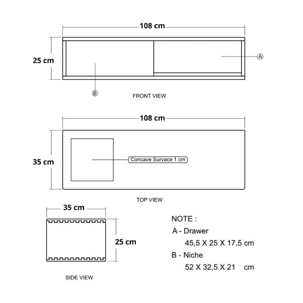 Circa Floating Cabinet Module 4  - European Oak dimensions mobile