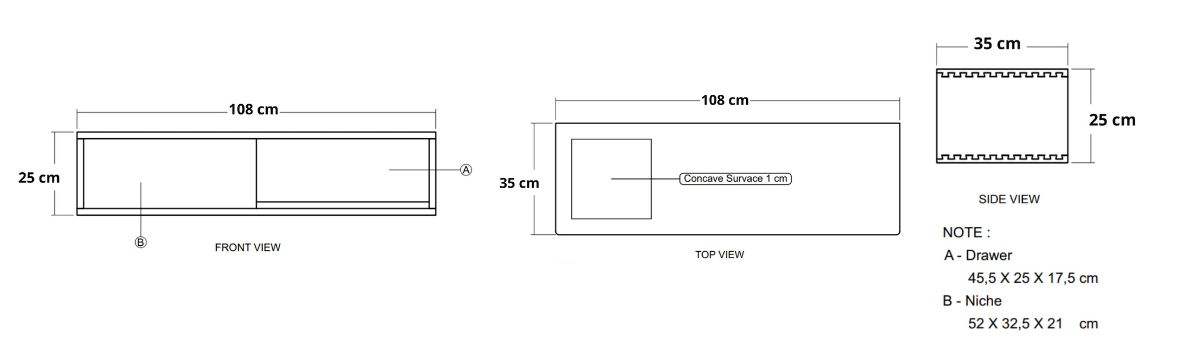Circa Floating Cabinet Module 4  - European Oak dimensions desktop