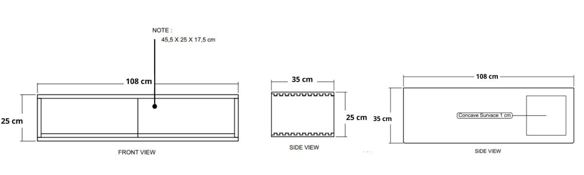 Circa Floating Cabinet Module 4  - European Oak dimensions desktop
