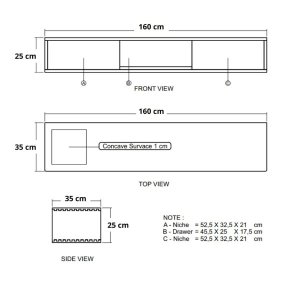 Circa Floating Cabinet Module 6  - European Oak dimensions mobile