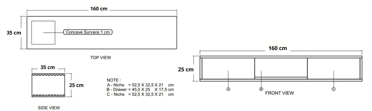 Circa Floating Cabinet Module 6  - European Oak dimensions desktop