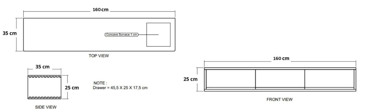 Circa Floating Cabinet Module 6  - European Oak dimensions desktop